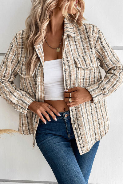 Pocketed Button Up Collared Neck Jacket